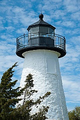 Ned's Point White Stone Lighthouse Tower in Massachusetts